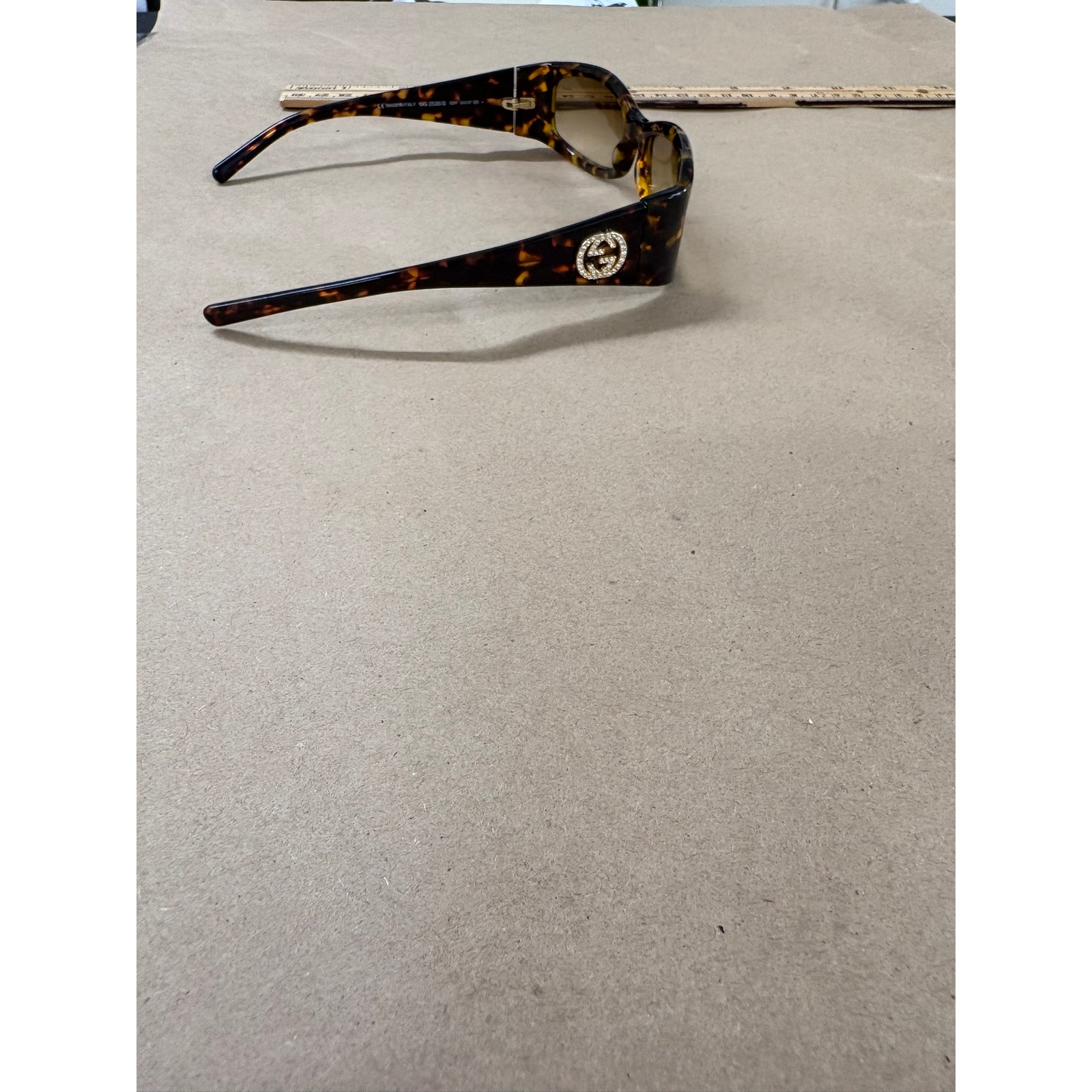 Gucci Tortoise Shell And Rhinestone Logo Gg Sunglasses